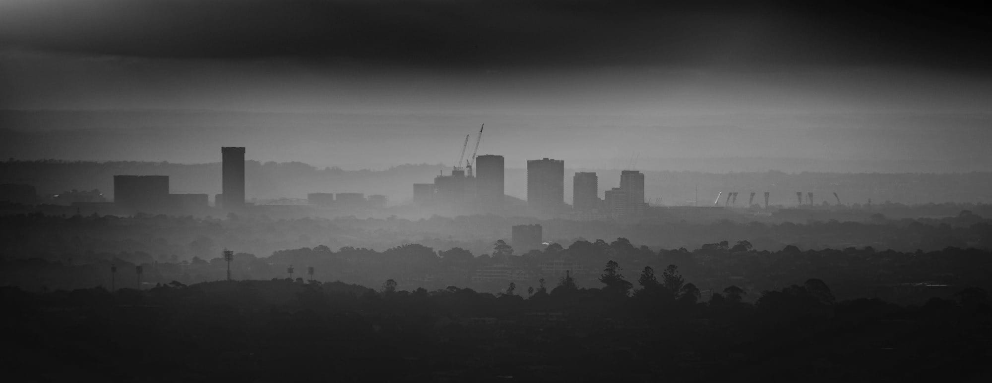 city skyline during night time