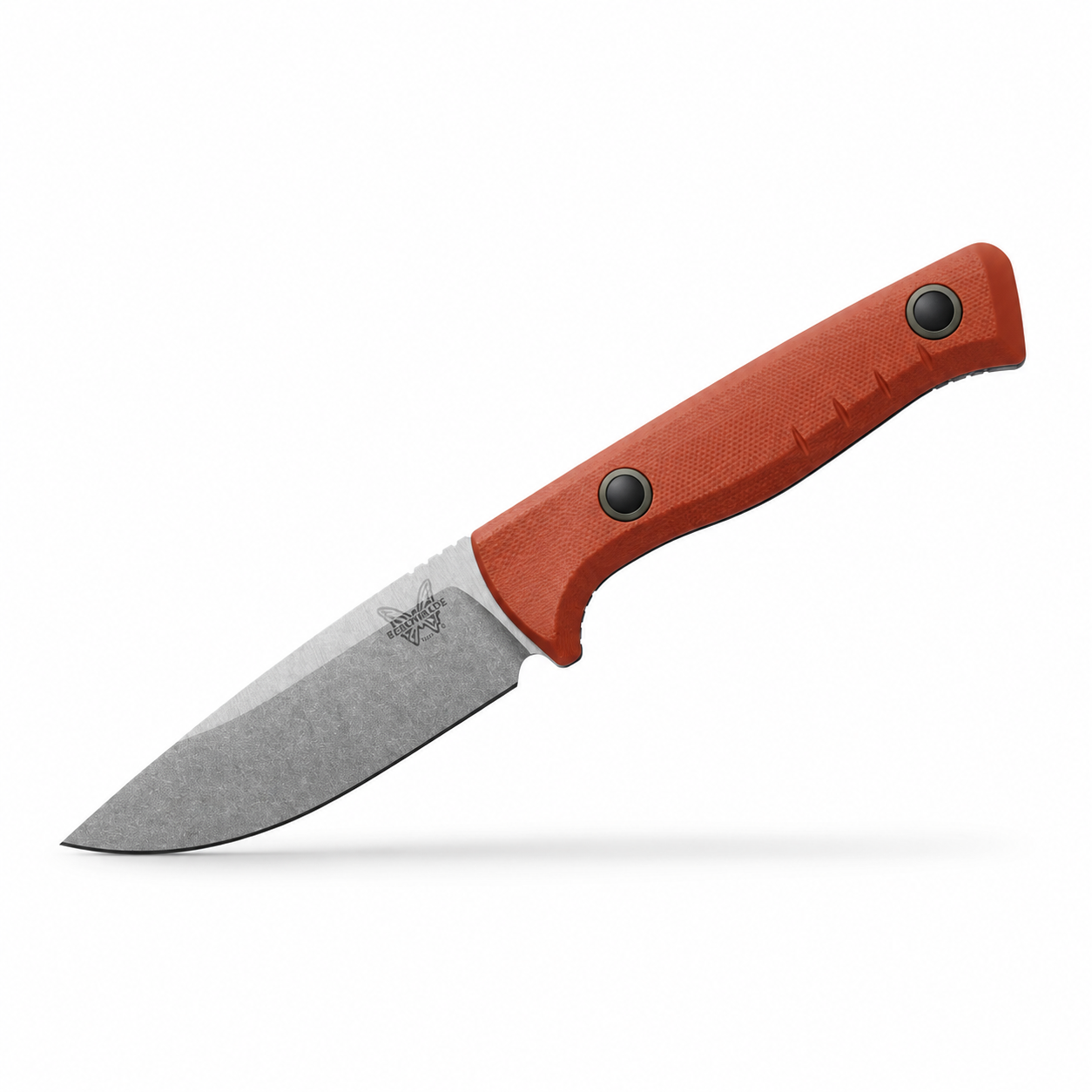 Benchmade SlipRidge Fixed with Rust Orange G10 handle, two black fasteners, and stonewashed MagnaCut blade