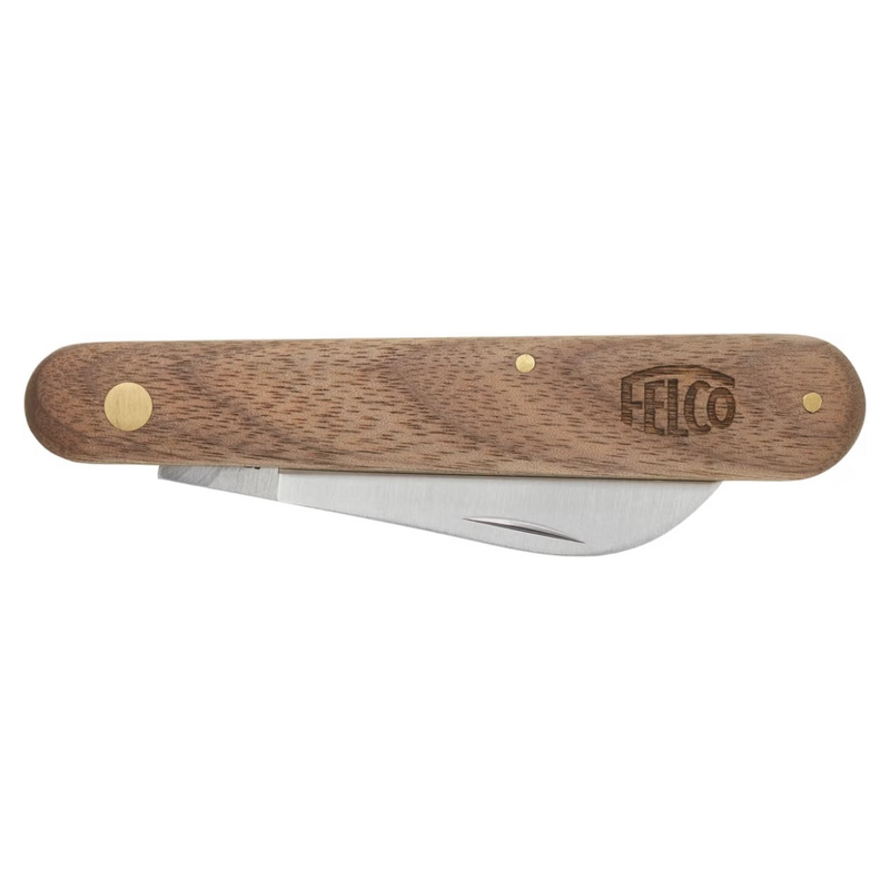 Red-handled folding grafting and pruning knife with a precision stainless-steel blade