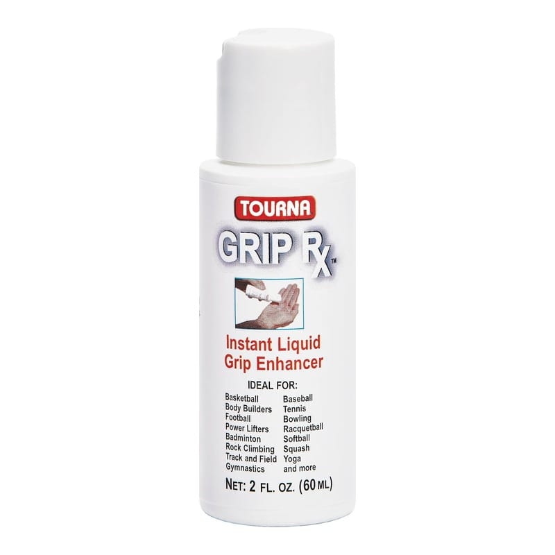 Tourna Grip Rx instant liquid grip enhancer in a white 2-ounce bottle.