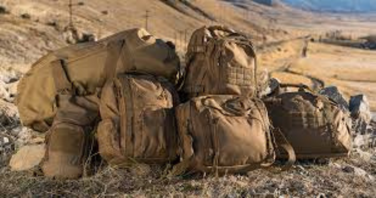 6 Mercury Tactical bags piled up on the ground