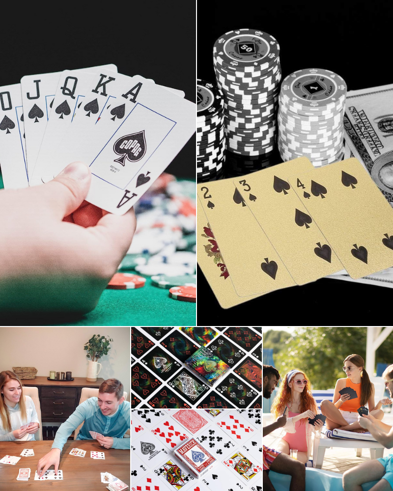 2 groups of people playing poker, fantasy and traditional cards, and someone holding all the cards!