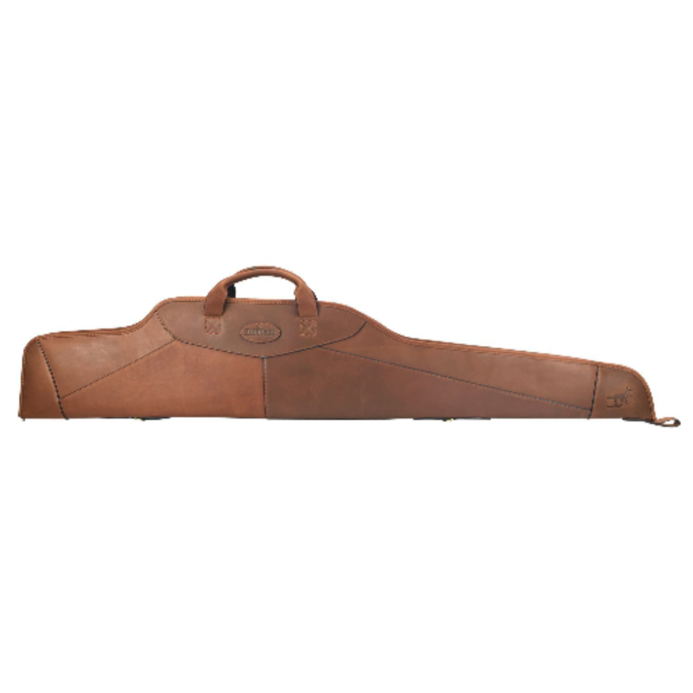 A leather gun case, tan