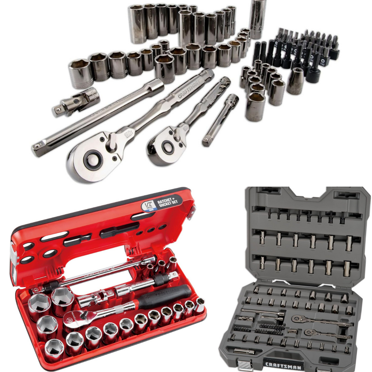Three Craftsmen socket sets with ratchets.