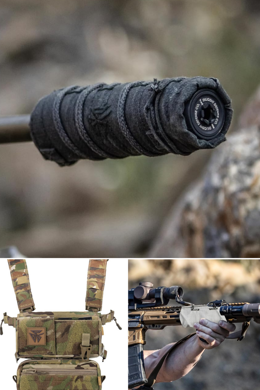 A chest rig, suppressor cover, and rail cover from BPG