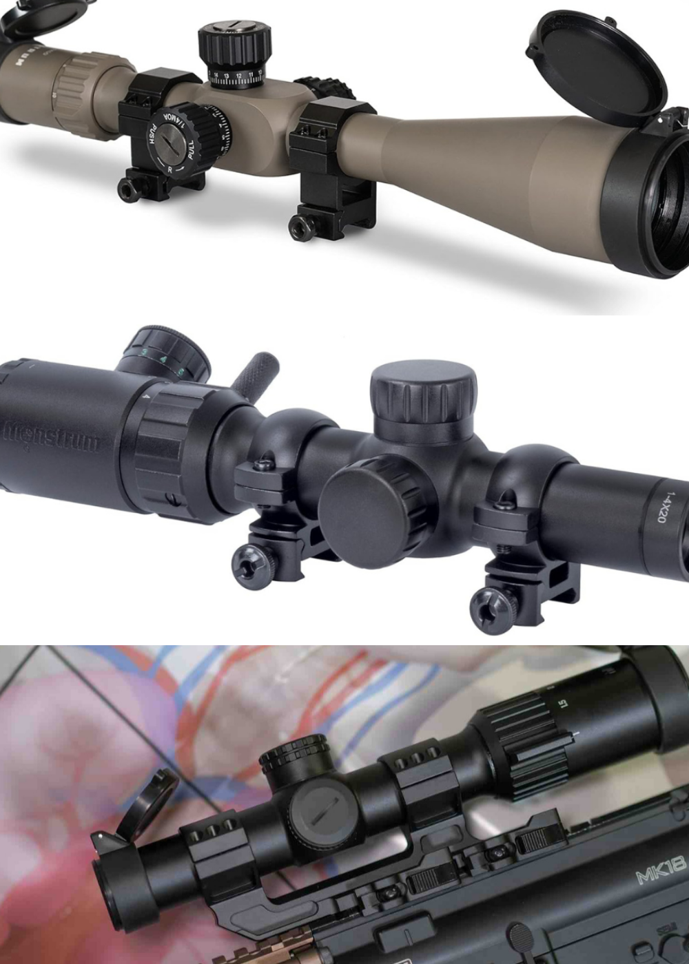 High power optics and a low power scope from Monstrum on an MK18.