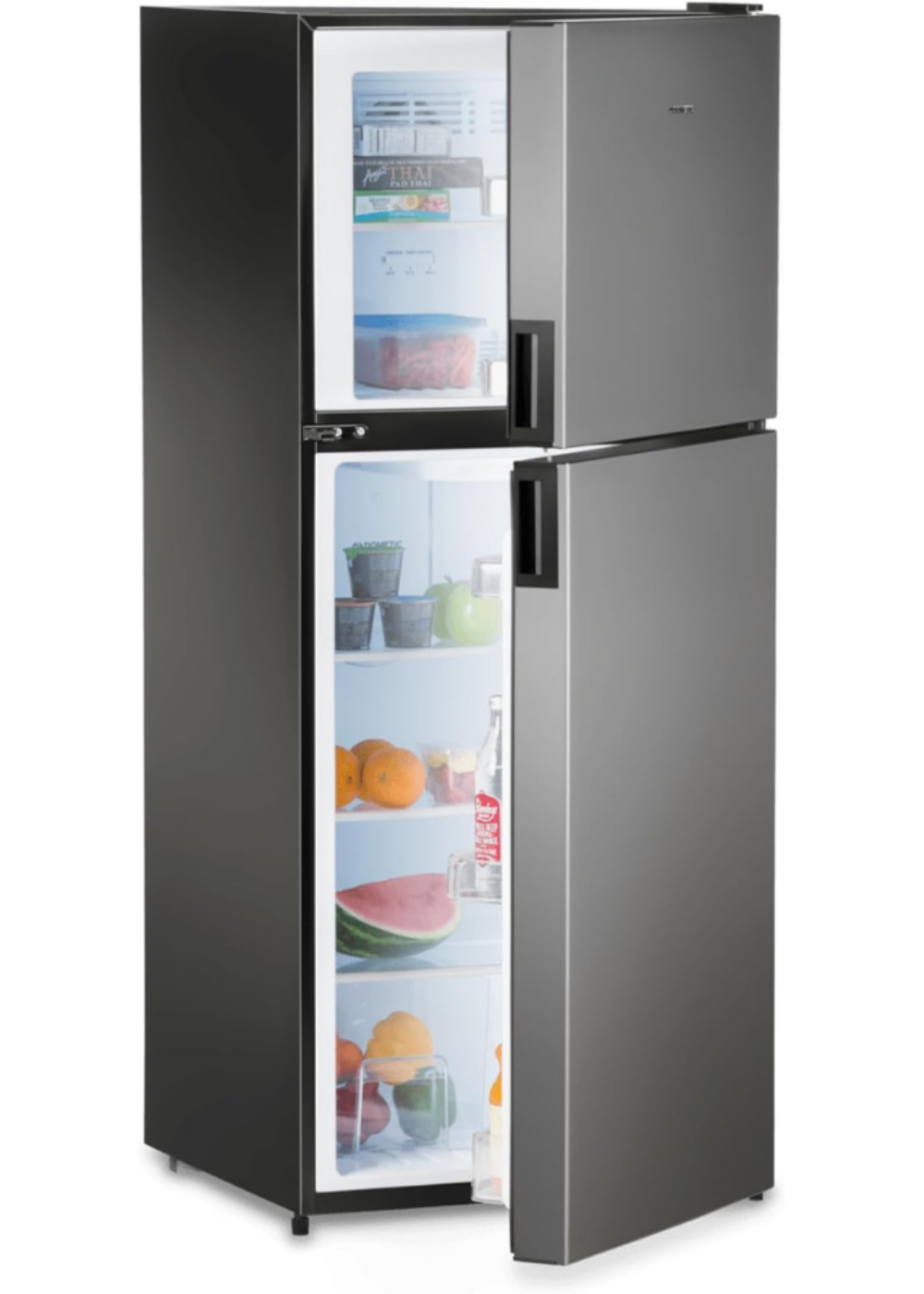 A Dometic stainless steel refrigerator for RV's 