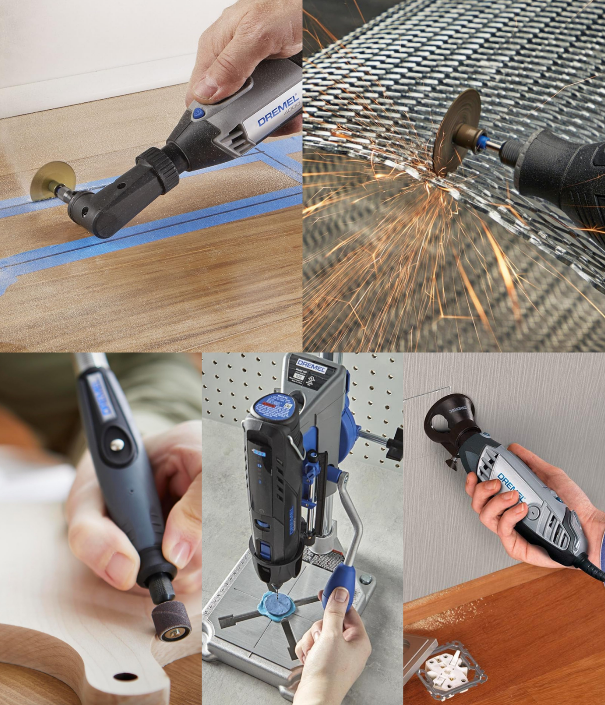 Dremel reinforced cut off wheel cutting expanded metal metal, drill press, sanding pen, and right angle drill