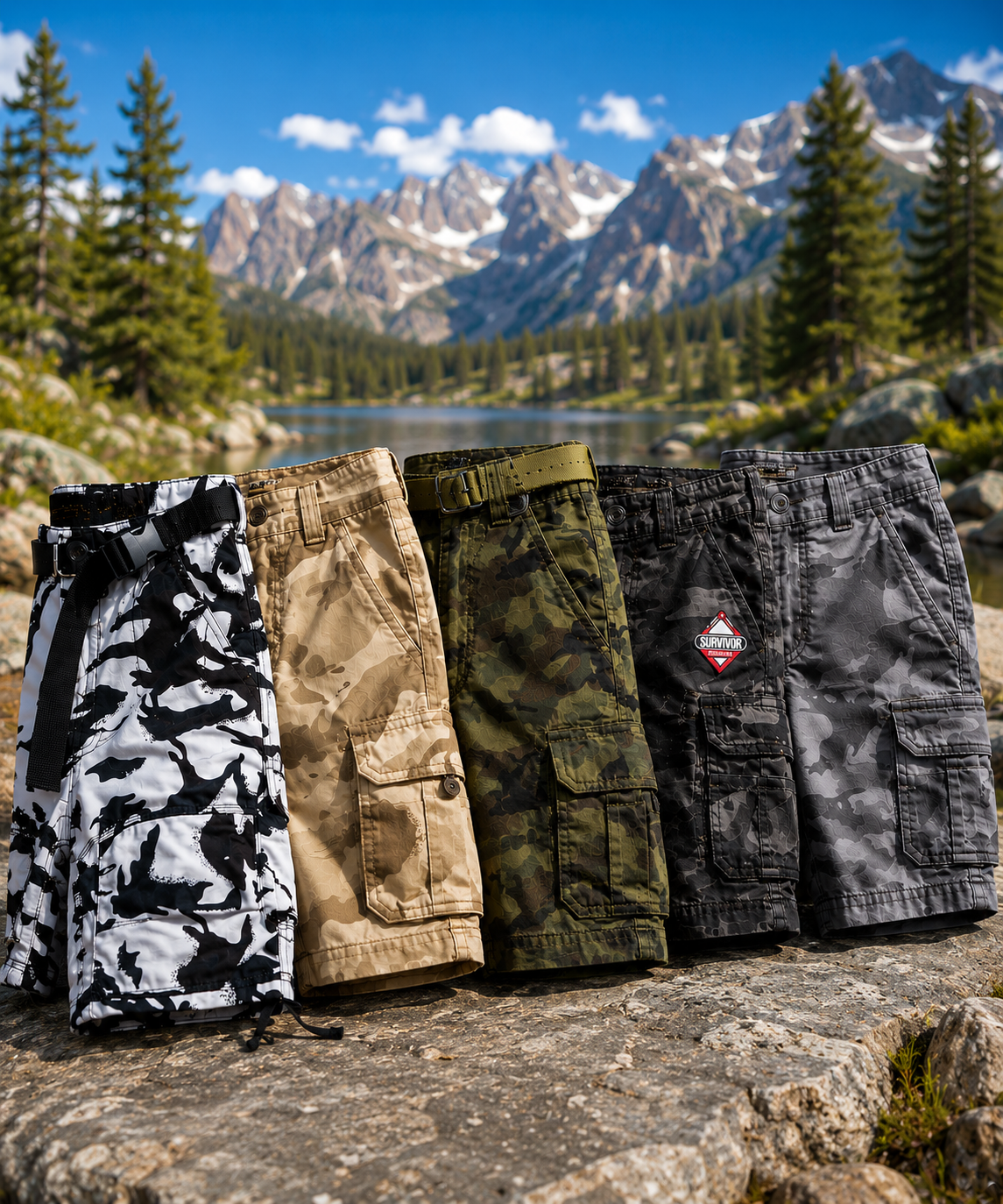 Popular camo cargo shorts from leading brands featuring multiple camouflage patterns, durable construction, and functional cargo pocket storage.