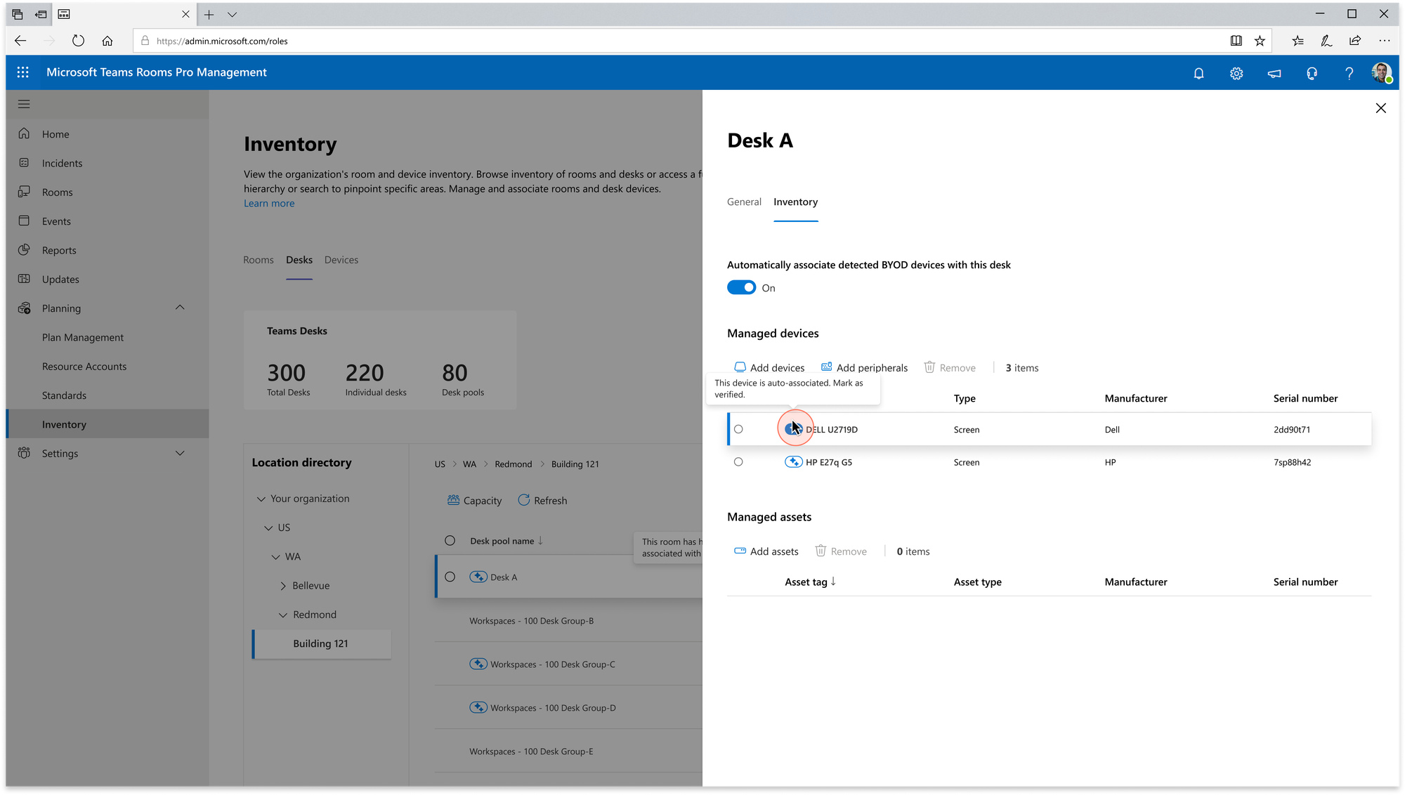Automatic desk association in Microsoft Teams