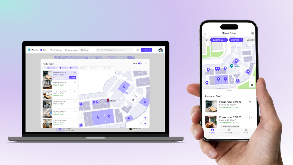 Microsoft Places floorplan map experience