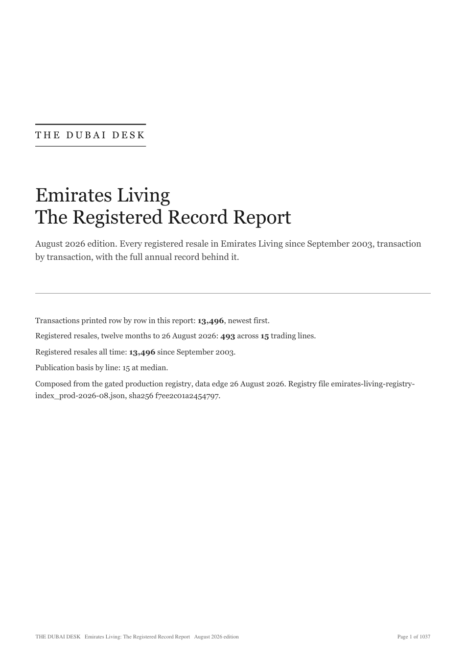 The cover of the Emirates Living registered record report