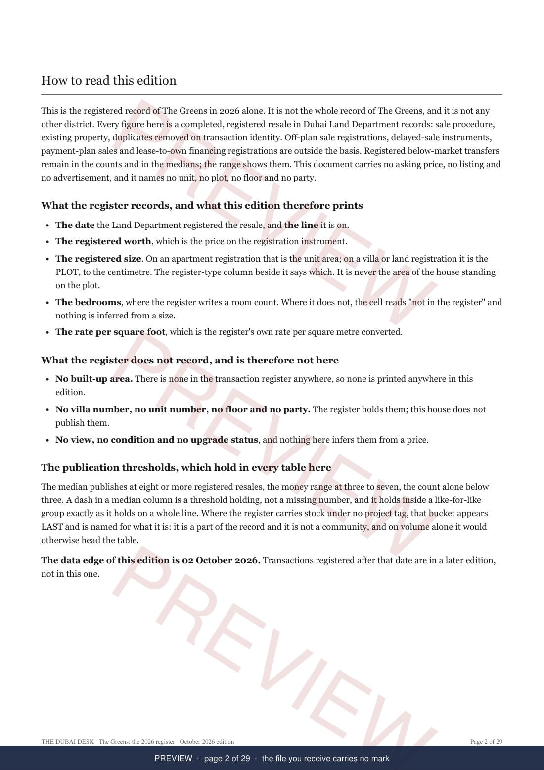 The Greens, page 2 of the report, shown as a preview