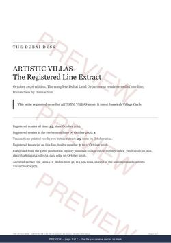 Page 1 of 7: the cover of the ARTISTIC VILLAS Line Extract, the full record, marked preview