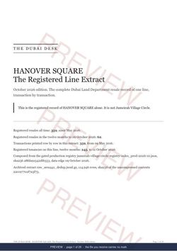 Page 1 of 29: the cover of the HANOVER SQUARE Line Extract, the full record, marked preview