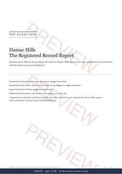 Page 1 of 260: the cover of the Damac Hills The Full Record, 2013 to date, marked preview