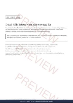 Page 1 of 175: the cover of the Dubai Hills Estate District Rent Record, the twelve months, marked preview