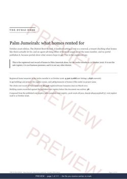 Page 1 of 111: the cover of the Palm Jumeirah District Rent Record, the twelve months, marked preview