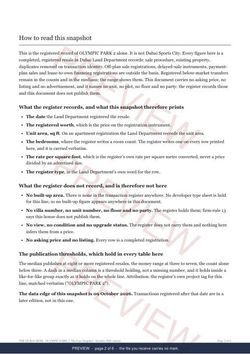 Page 2 of 6: how to read it of the OLYMPIC PARK 2 Line Snapshot, marked preview
