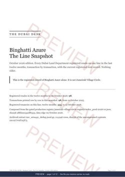 Page 1 of 12: the cover of the Binghatti Azure Line Snapshot, marked preview