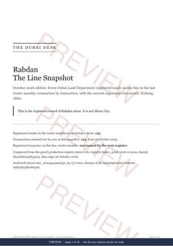 Page 1 of 18: the cover of the Rabdan Line Snapshot, marked preview