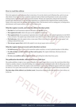 Page 2 of 74: how to read it of the Business Bay Registered Record Report, current year, marked preview