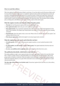 Page 2 of 46: how to read it of the Downtown Dubai Registered Record Report, current year, marked preview