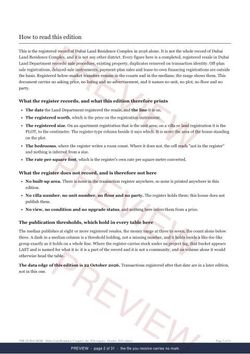 Page 2 of 31: how to read it of the Dubai Land Residence Complex Registered Record Report, current year, marked preview