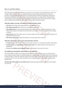 Page 2 of 89: how to read it of the Dubai Marina Registered Record Report, current year, marked preview
