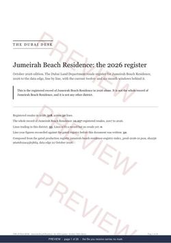 Page 1 of 26: the cover of the Jumeirah Beach Residence Registered Record Report, current year, marked preview