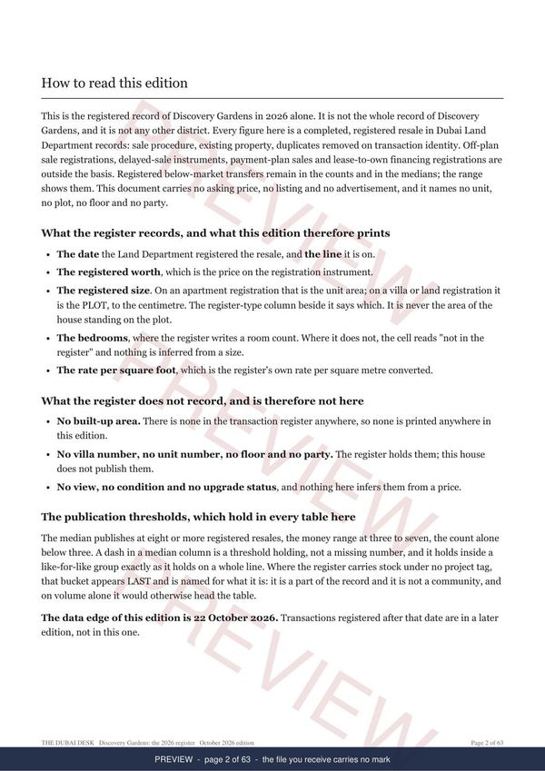 A page from inside the Discovery Gardens registered record report