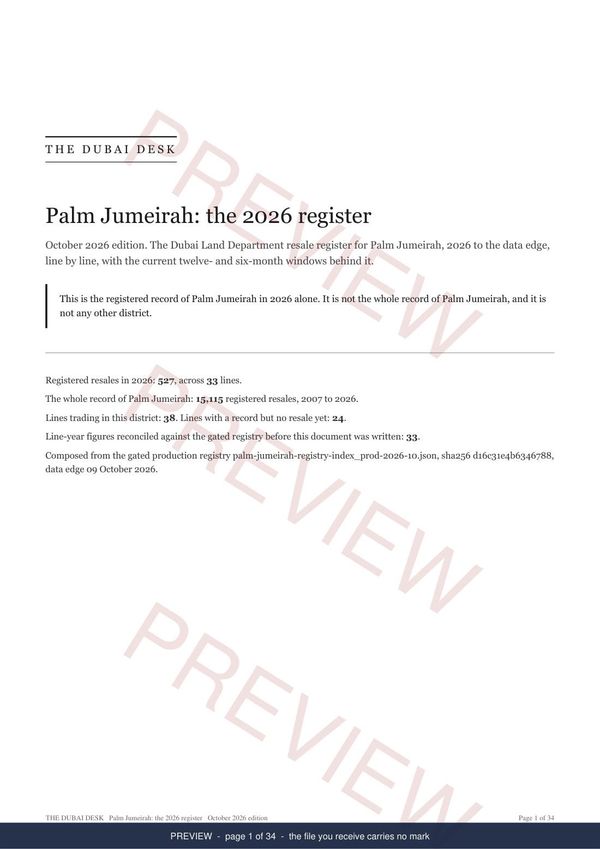 Palm Jumeirah, page 1 of the report, shown as a preview