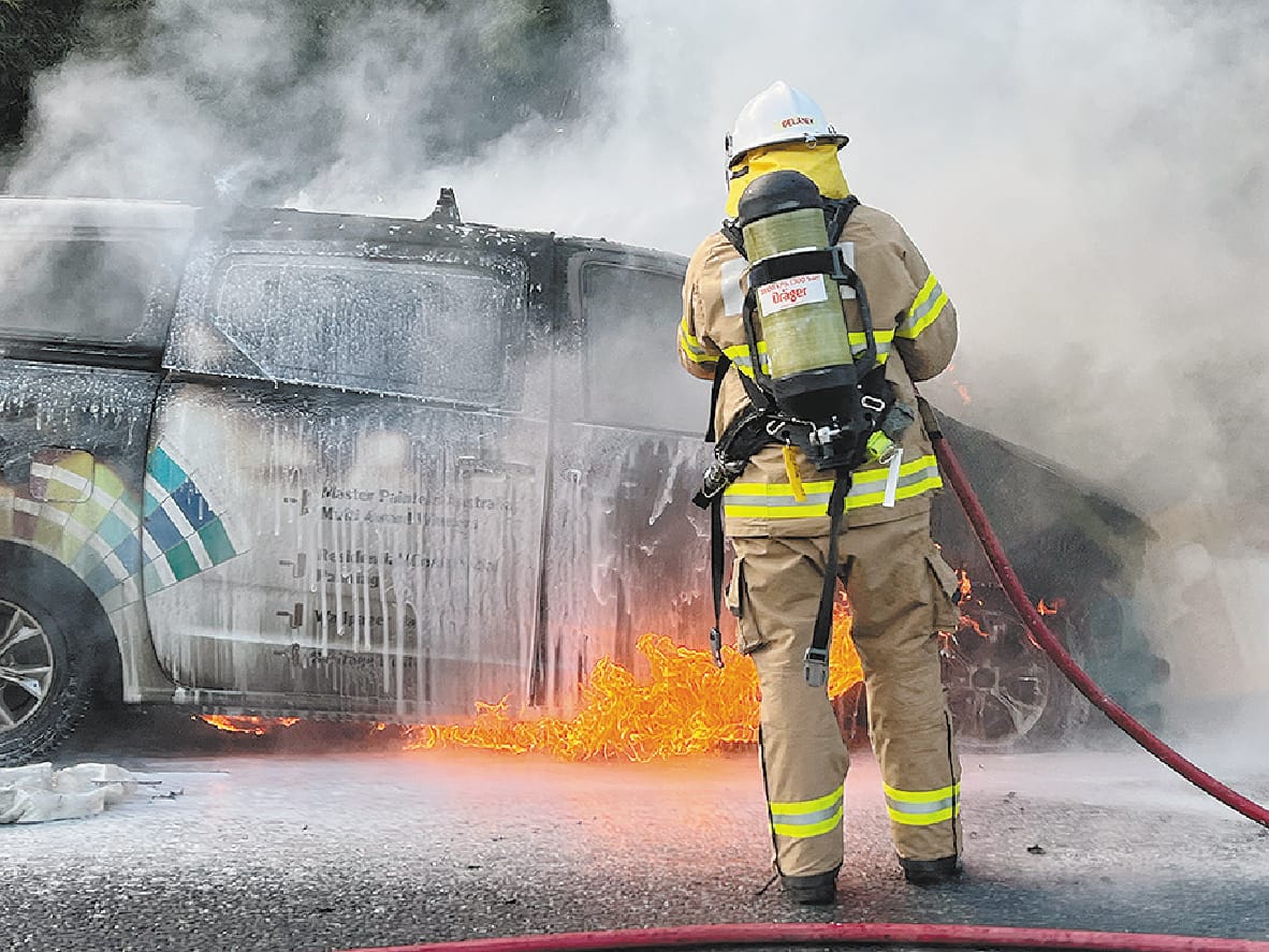 Driver escapes when van catches fire on freeway