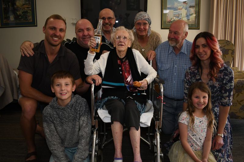 Margery celebrates a century with KFC and beer post image