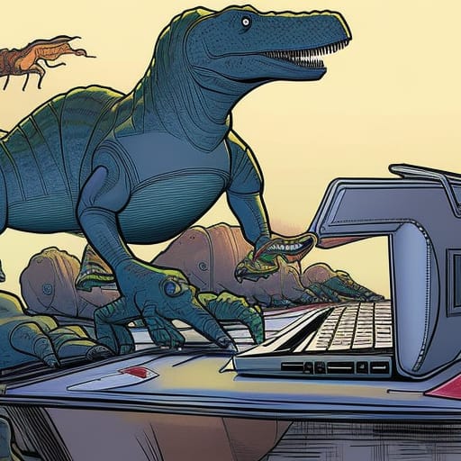 A dinosaur dumbfounded that they forgot their password to the student portal!