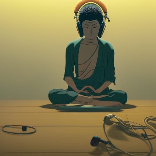 Picture the buddha meditating with headphones on. Serene. 