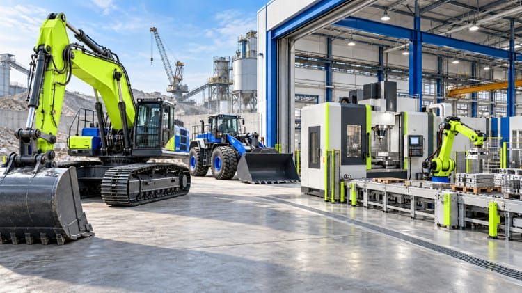 Construction machinery and automated factory equipment in the Zenith Eclipse sourcing illustration.