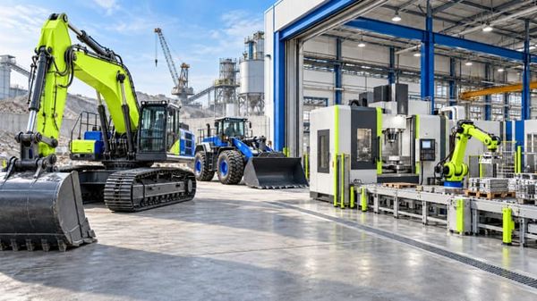 Construction machinery and automated factory equipment in the Zenith Eclipse sourcing illustration.