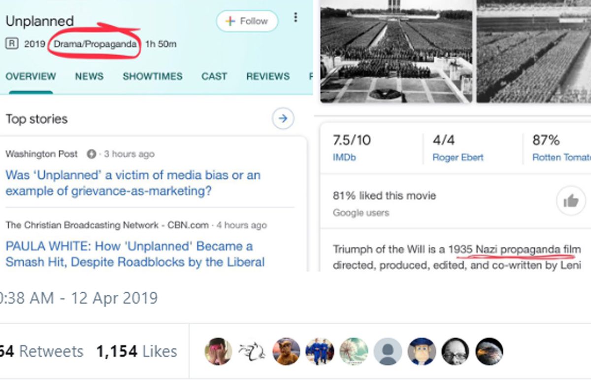 Google presenta Unplanned como una película de propaganda