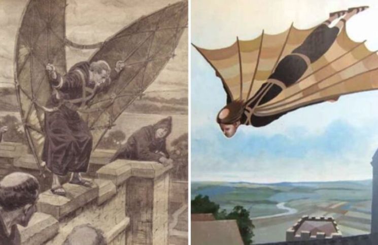 La experiencia no salió bien para él, pero se hizo conocido como "el monje volador"