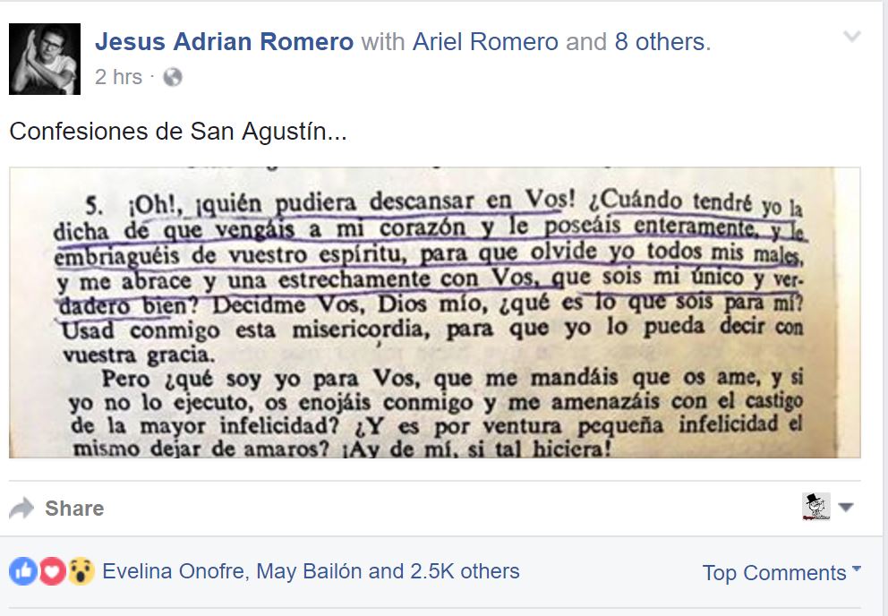 Facebook: Jesús Adrián Romero.