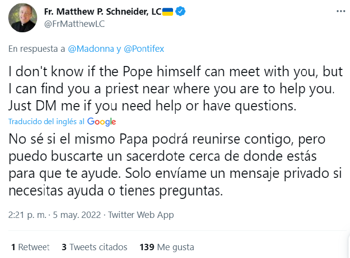 respuesta de un sacerdote a madonna
