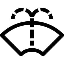 Icon of a windshield with fluid squirting onto it.