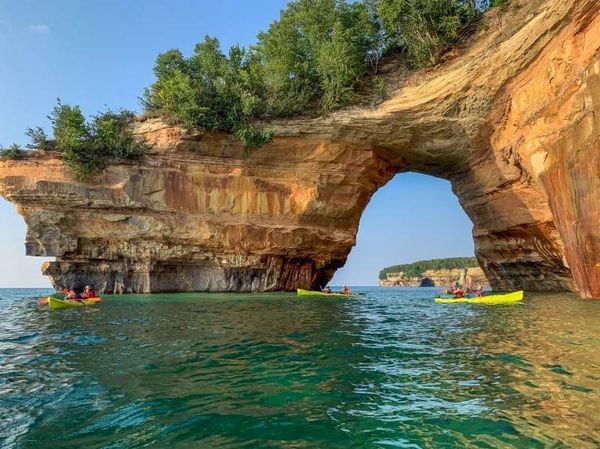Pictured Rocks National LakeShore. A natural cliff formation off of Lake Superior. Munising, Michigan.