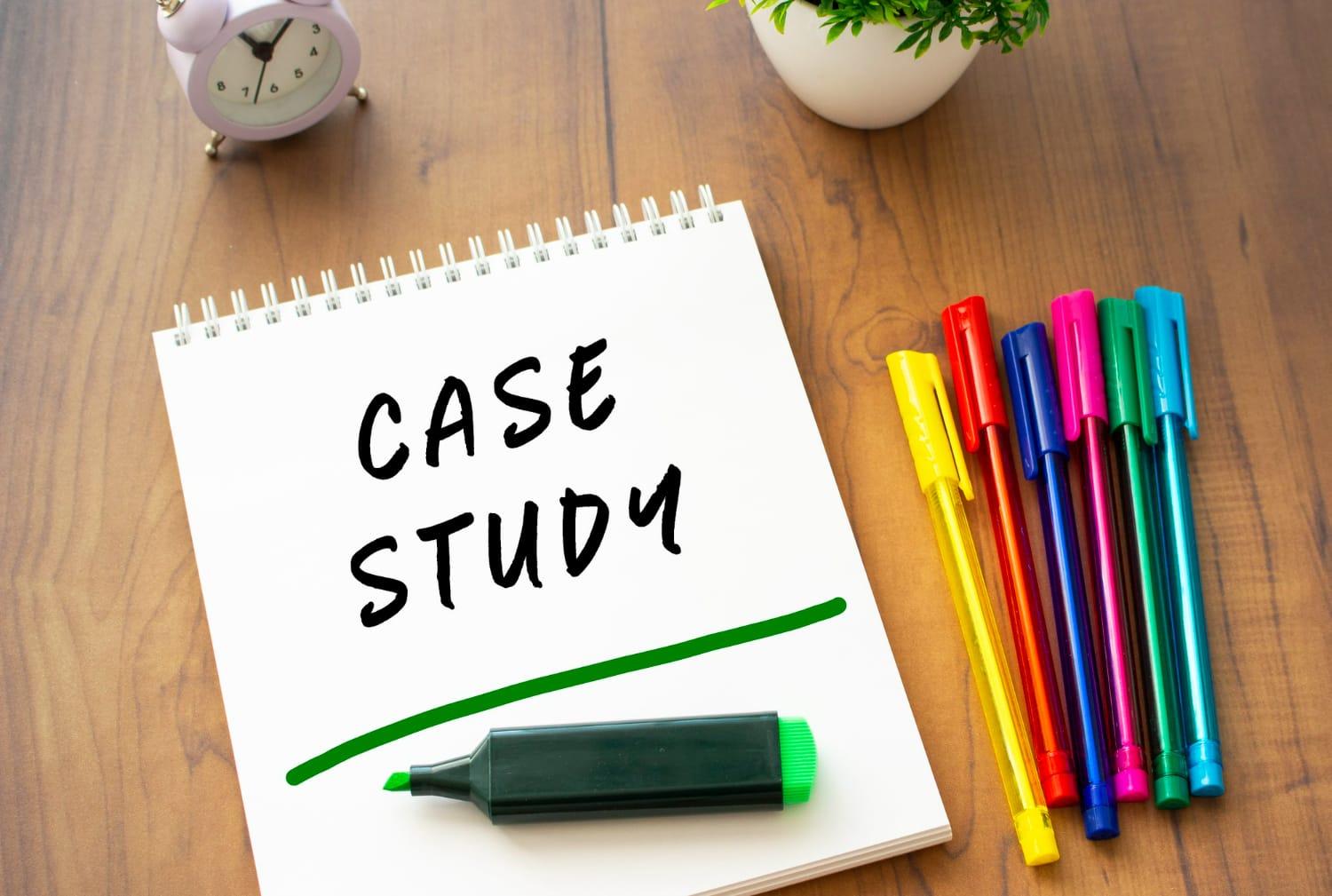 A notebook with the text CASE STUDY