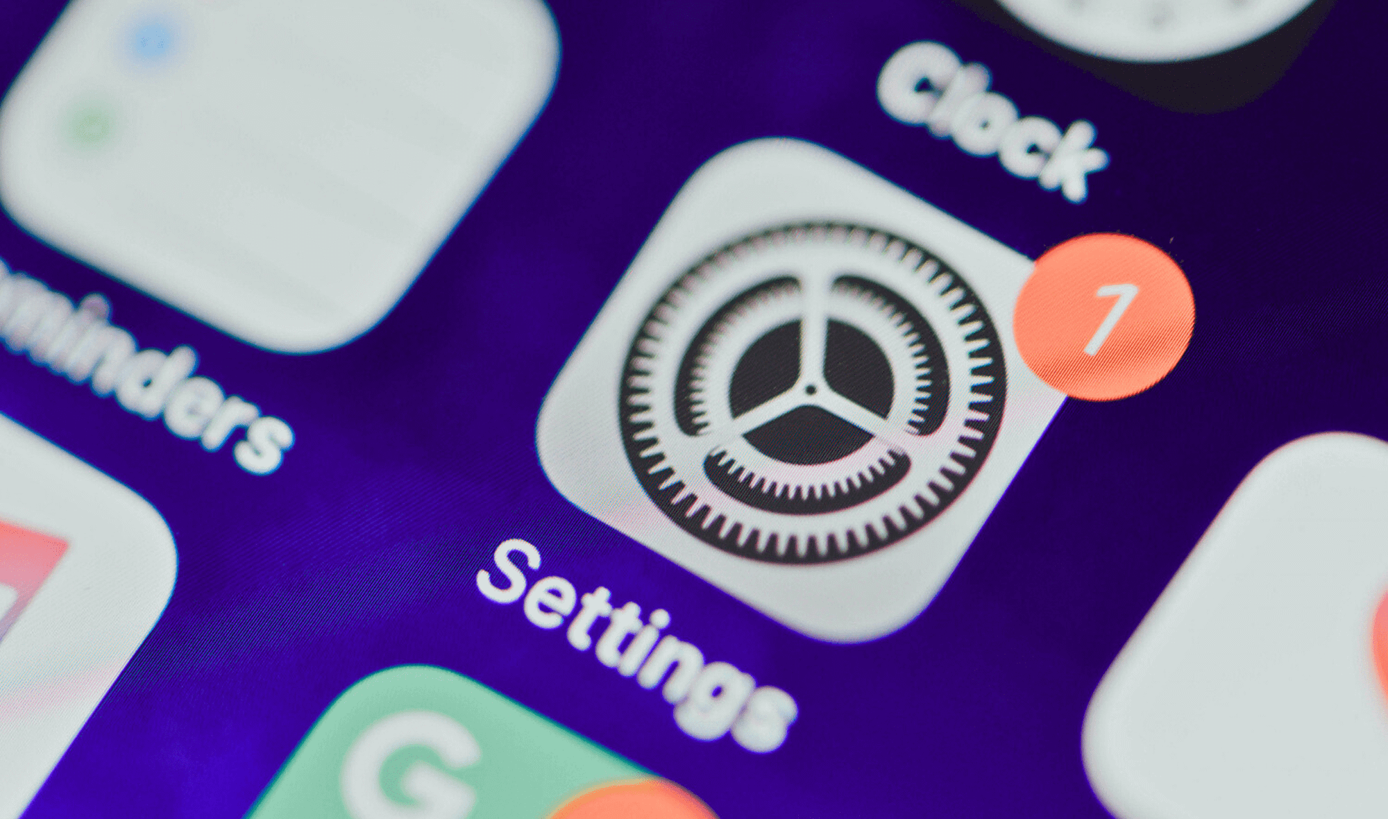 Mobile settings closeup.