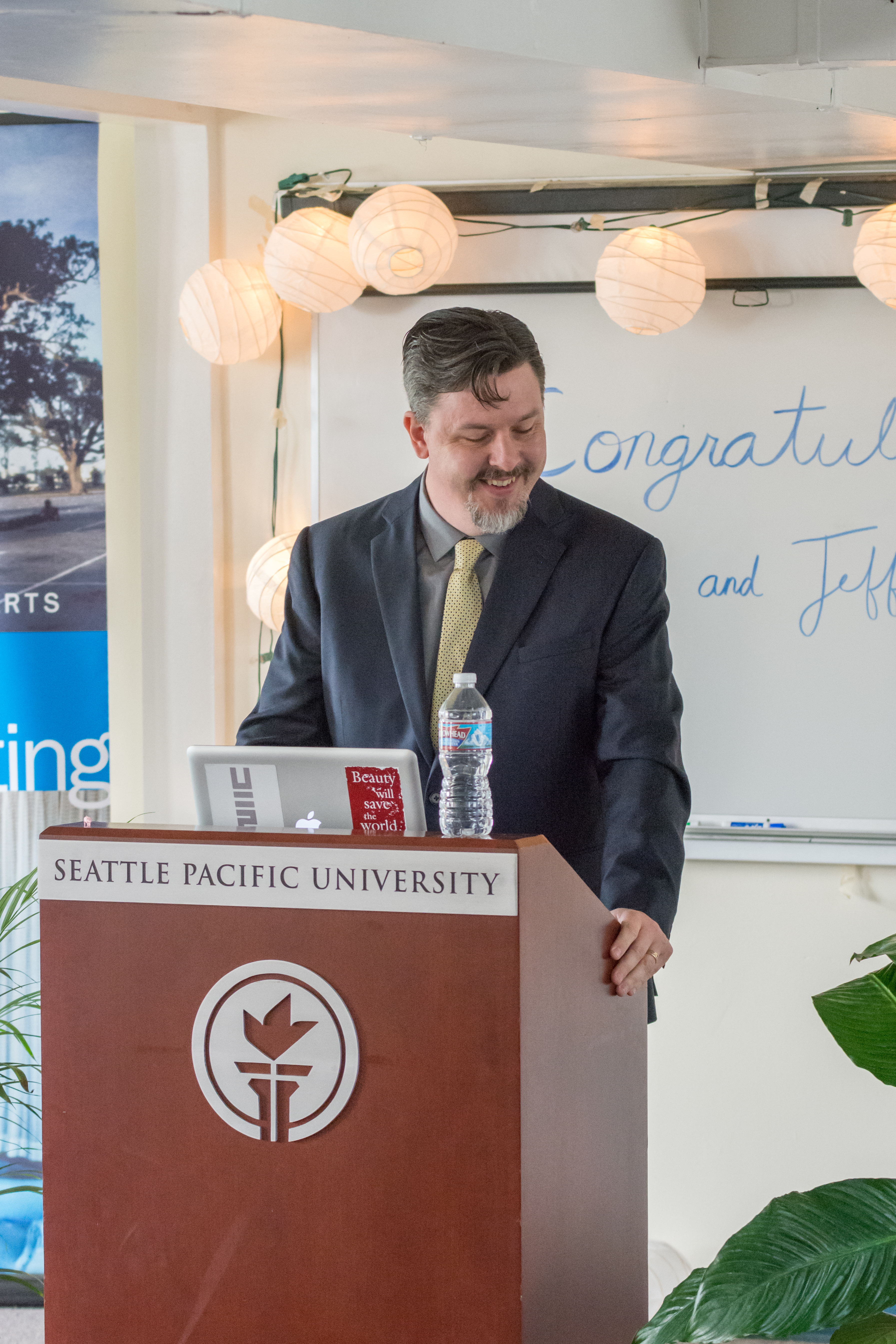 My MFA graduation reading. Photo by Bob Denst.