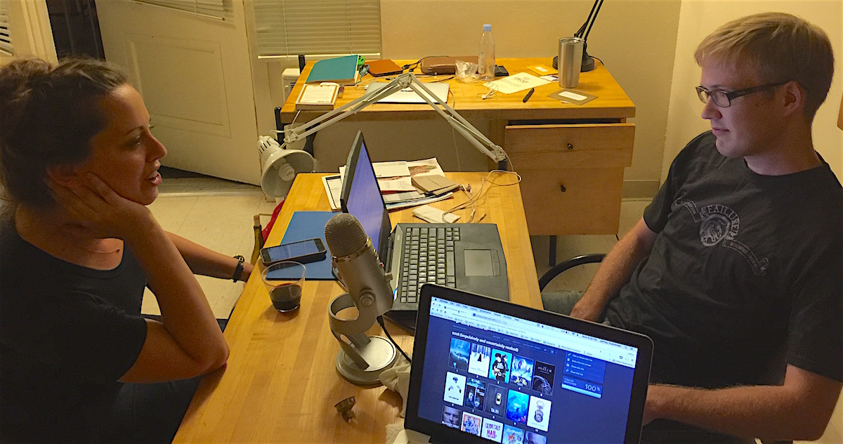 Alissa Wilkinson and Kevin McLeinithan during the recording of our Best of 2016 (So Far) podcast.