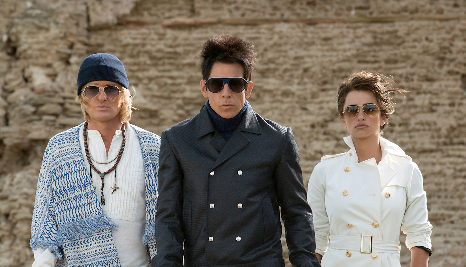 Left to right: Owen Wilson plays Hansel, Ben Stiller plays Derek Zoolander and Penelope Cruz plays Valentina Valencia in Zoolander 2 from Paramount Pictures.