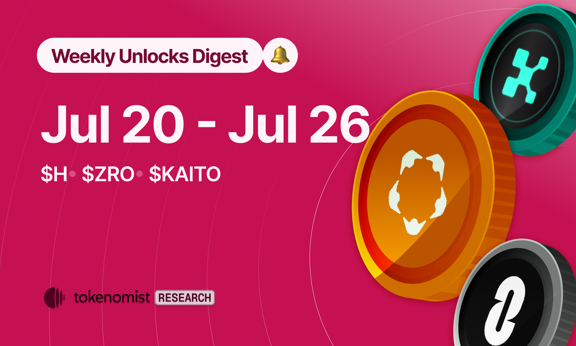 Weekly Unlock Digest: July 20-26, 2026 | $H unlocks 8.6% of supply post-hack